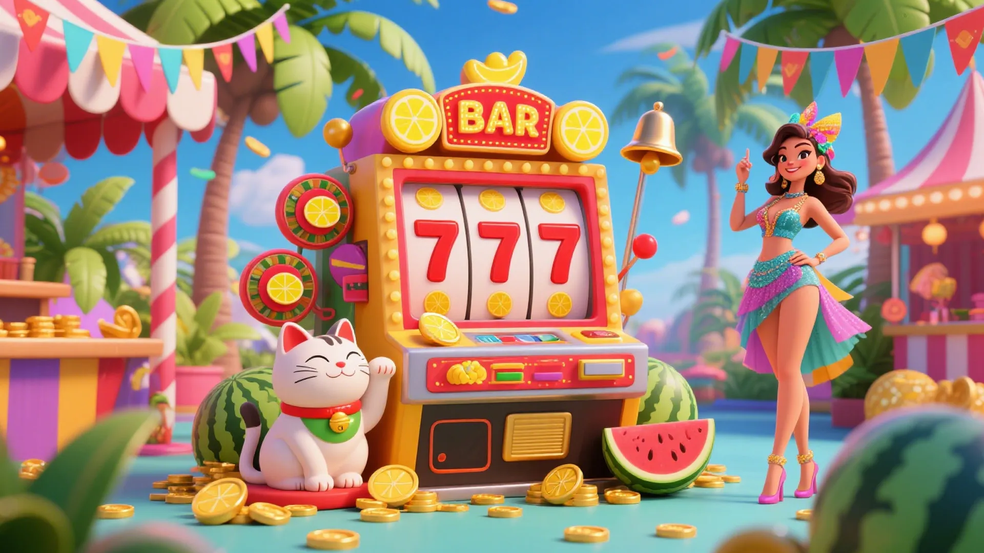 57t.com Colagem de slots com carretéis, símbolos wild e jackpot